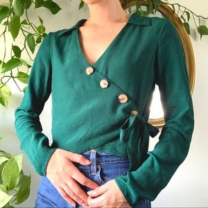 ASOS Emerald Viscose Wrap shirt